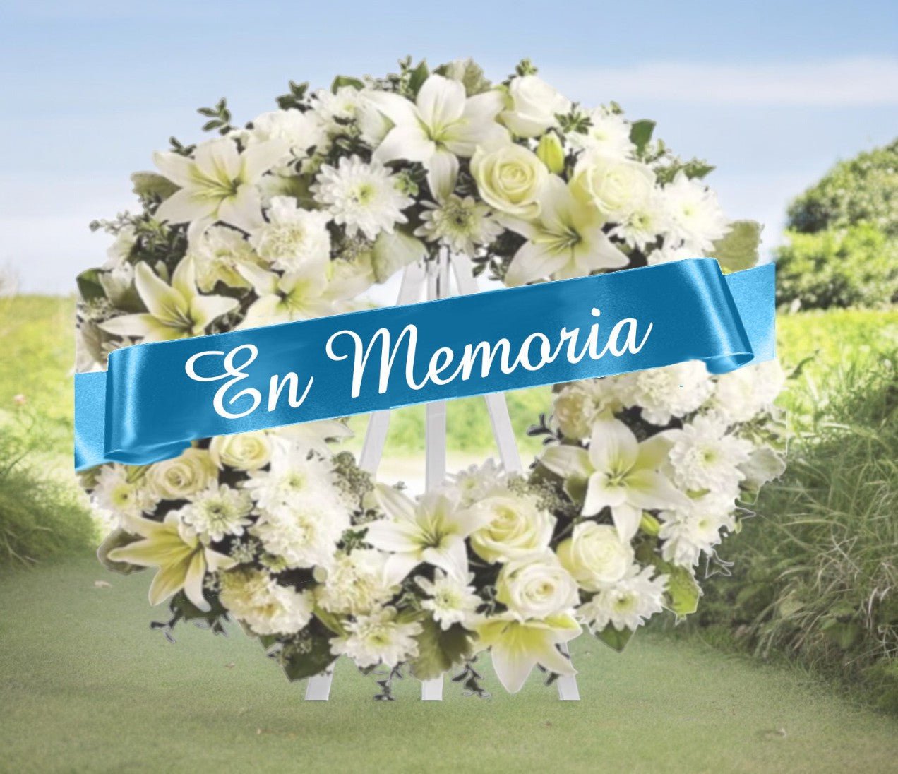 En Memoria Funeral Flowers Ribbon Banner - The Funeral Program Site