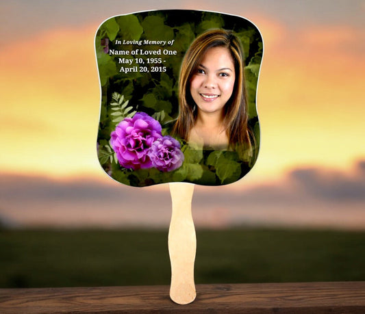 Essence Cardstock Memorial Fan With Wooden Handle (Pack of 10) - The Funeral Program Site