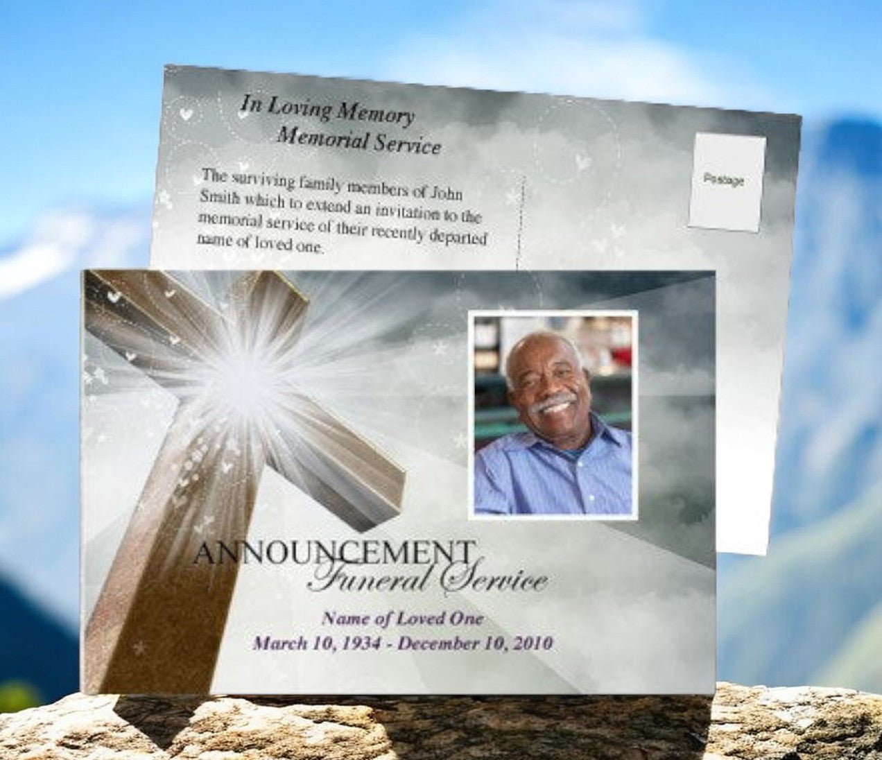 Eternal Funeral Announcement Postcard Template - The Funeral Program Site