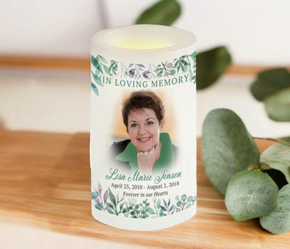 Eucalyptus Personalized Flameless LED Memorial Candle