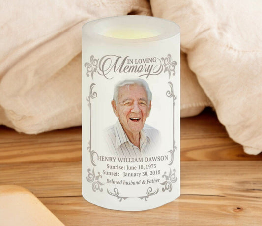 Eureka Personalized Flameless LED Memorial Candle - The Funeral Program Site