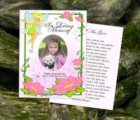 Fairy Small Memorial Card Template - The Funeral Program Site