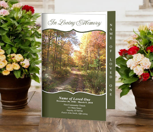 Fall 4-Sided Graduated Funeral Program Template