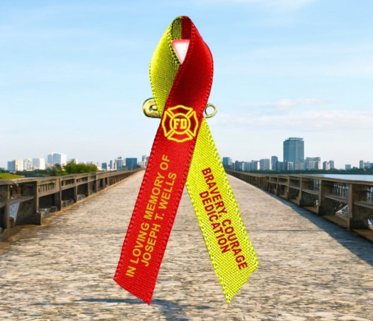 Red Yellow Awareness Ribbon Fireman/Firefighter - Pack of 10