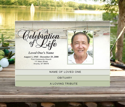 Fishing 8 - Sided Graduated Bottom Fold Program Template - The Funeral Program Site