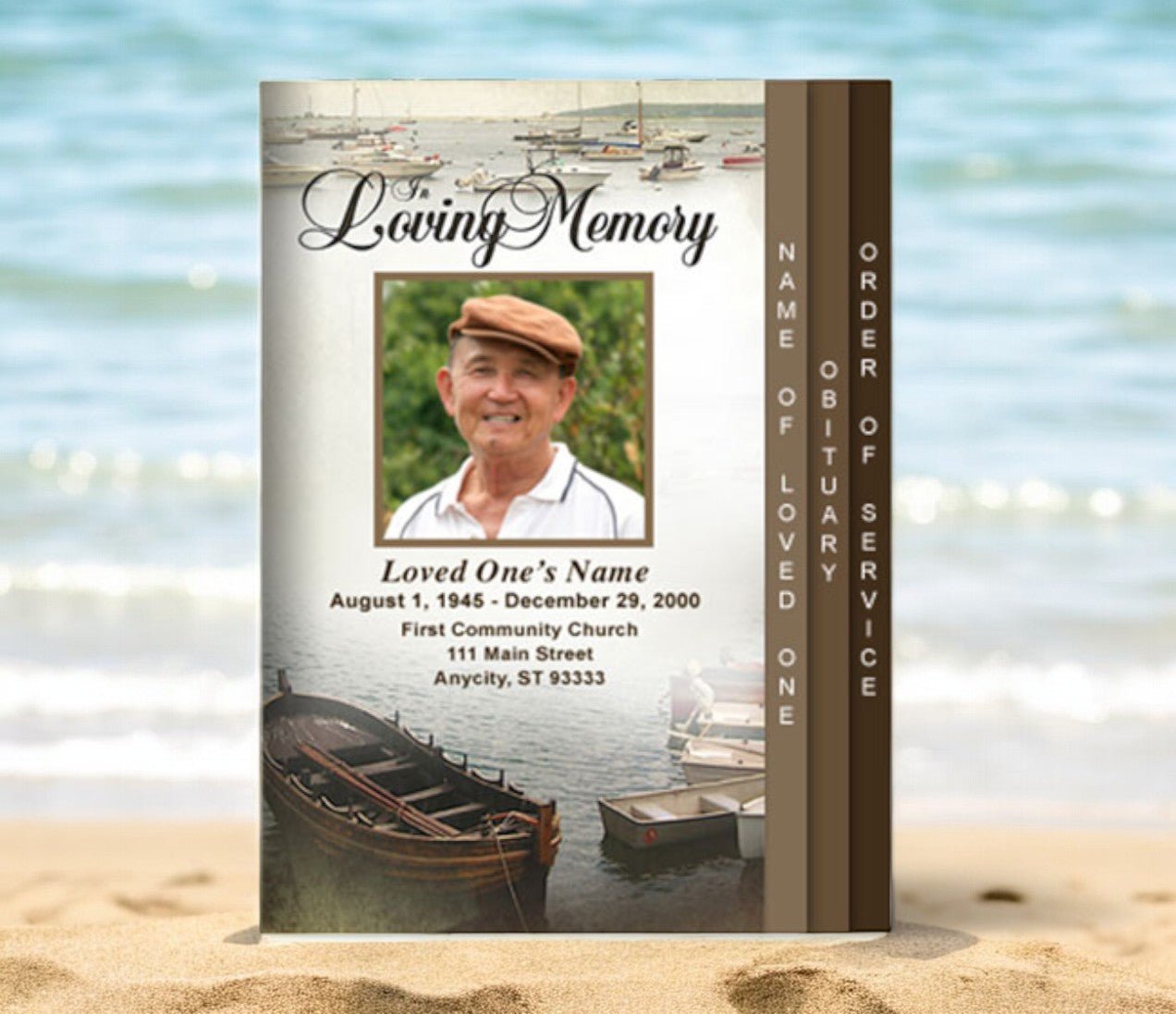 Fishing 8 - Sided Graduated Funeral Program Template - The Funeral Program Site