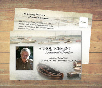 Fishing Funeral Announcement Postcard Template - The Funeral Program Site