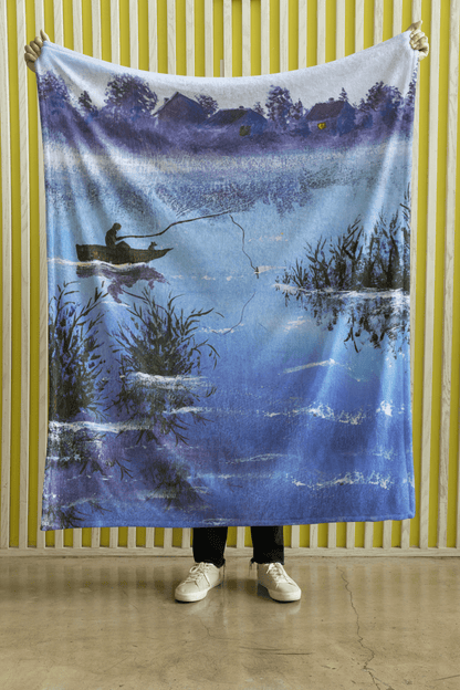 Fishing Memorial Blanket Sherpa Throw - The Funeral Program Site