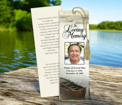 Fishing Memorial Bookmark Template - The Funeral Program Site