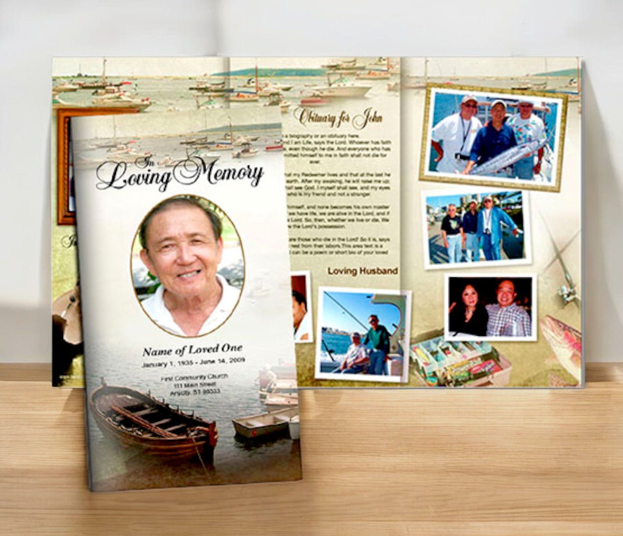 Fishing Trifold Funeral Brochure Template - The Funeral Program Site