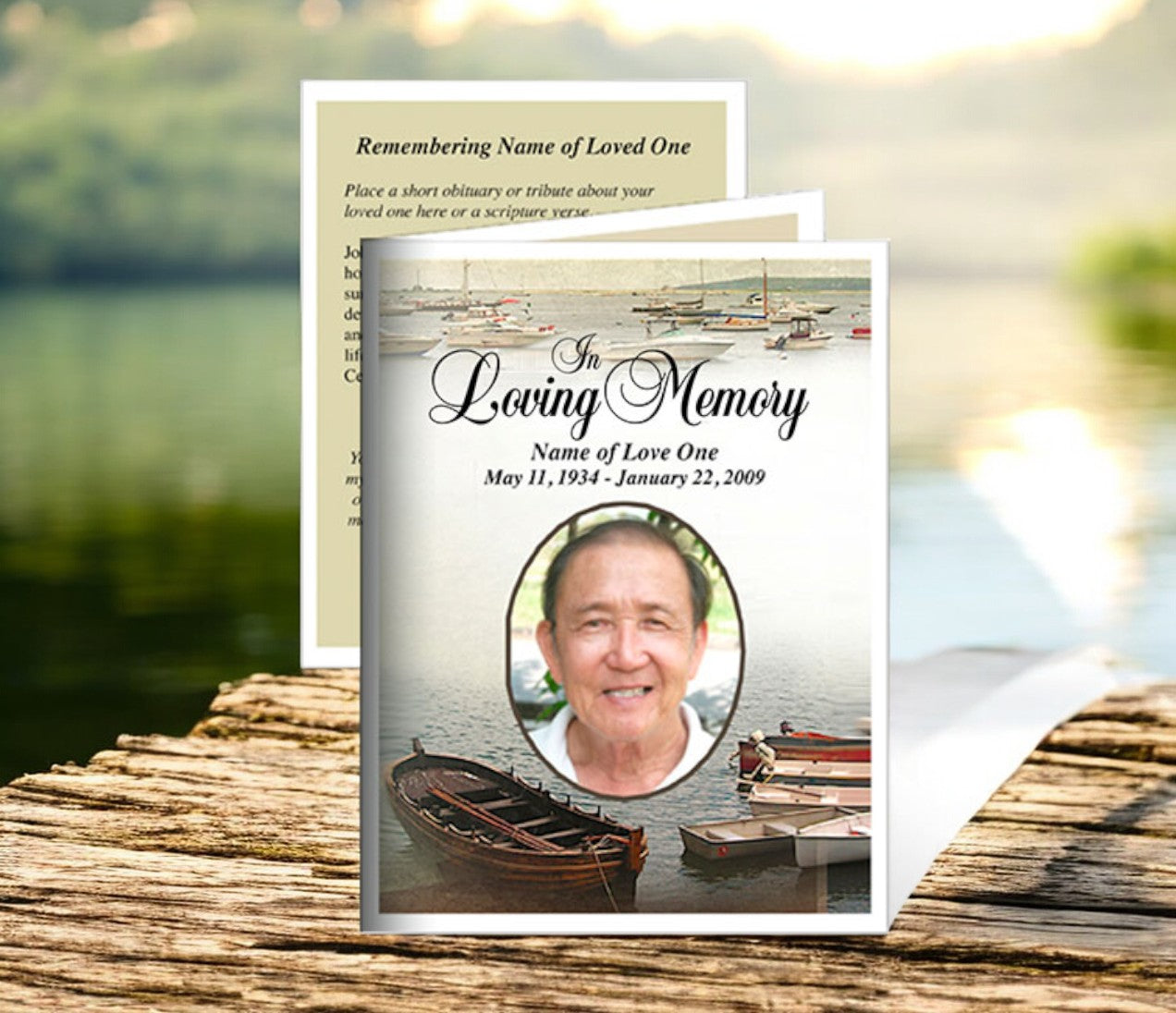 Fishing Small Memorial Card Template