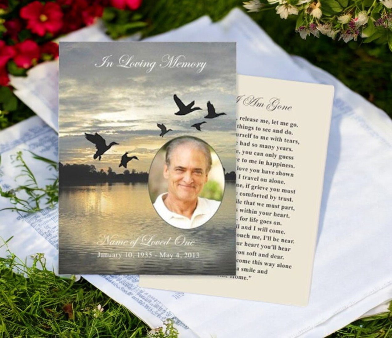 Flight Small Memorial Card Template - The Funeral Program Site