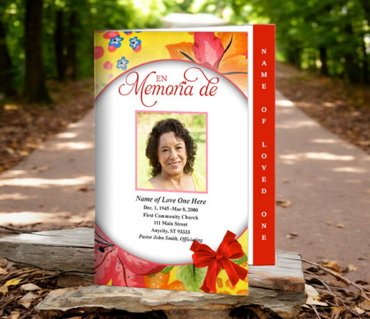 Flora 4-Sided Graduated Funeral Program Template