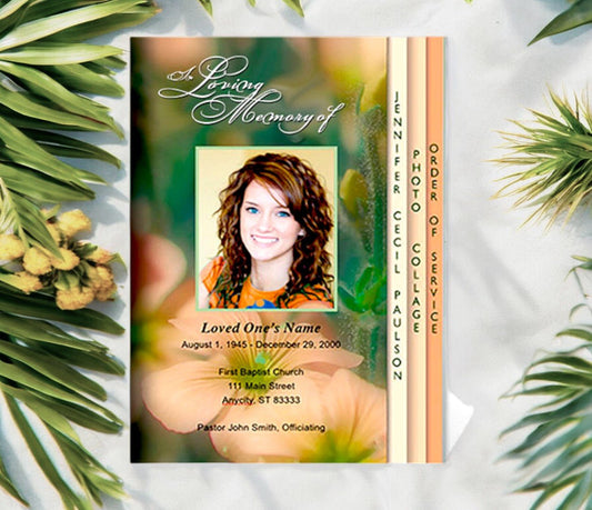 Floral 8 - Sided Graduated Funeral Program Template - The Funeral Program Site