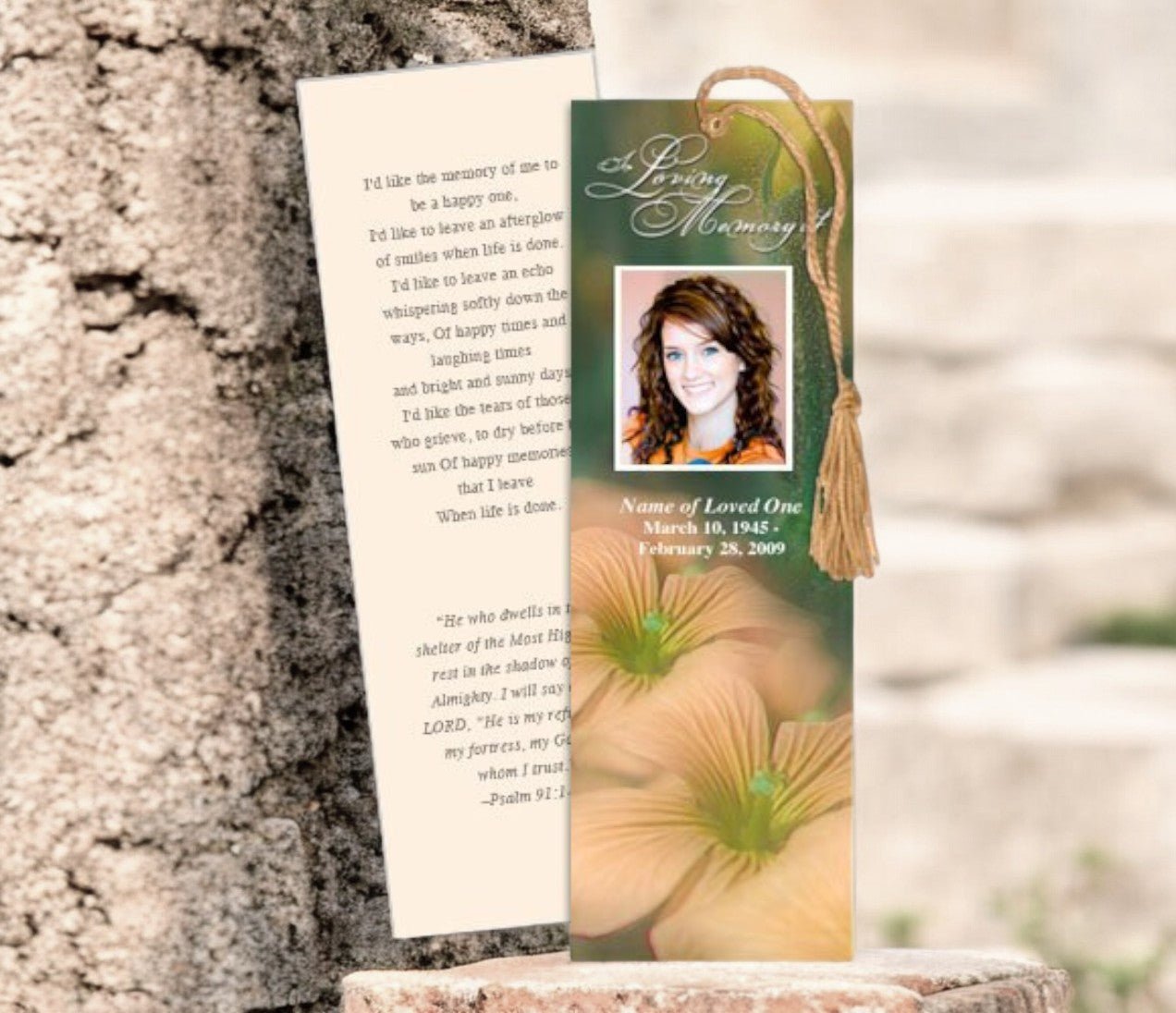 Floral Memorial Bookmark Template - The Funeral Program Site