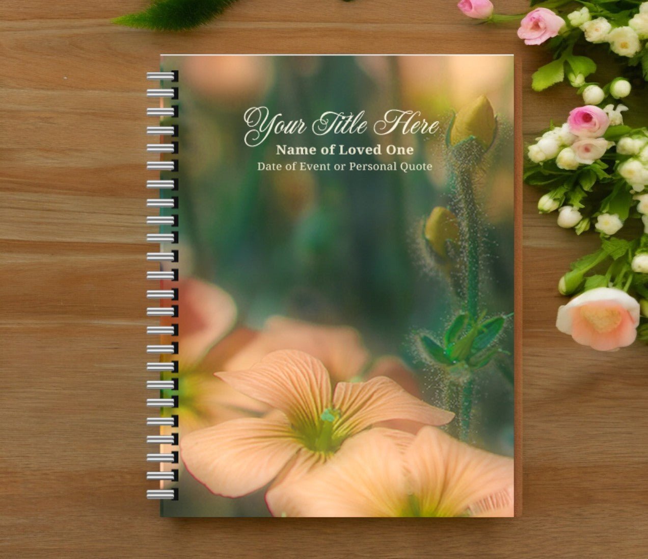 Floral Spiral Wire Bind Memorial Funeral Guest Book - The Funeral Program Site