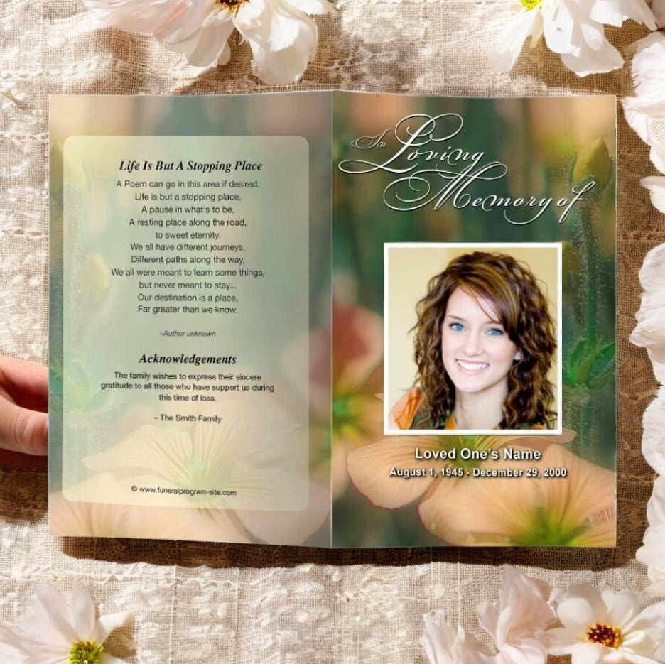 Floral Funeral Program Template - The Funeral Program Site