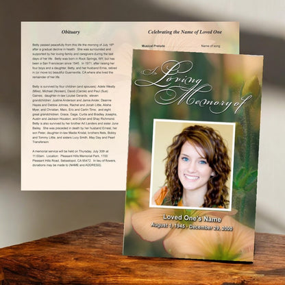 Floral Funeral Program Template - The Funeral Program Site