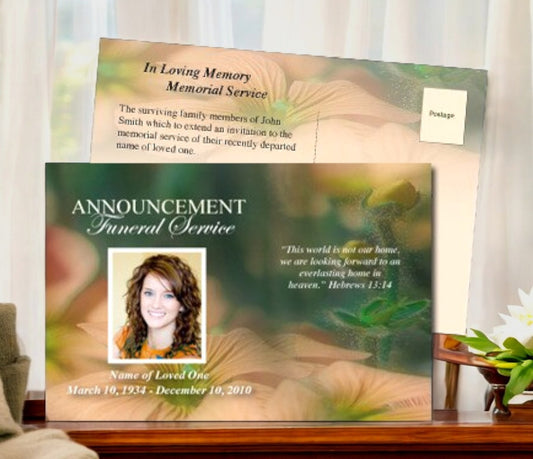 Floral Funeral Announcement Postcard Template