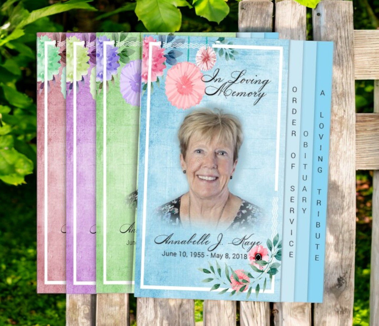 Florals 8 - Sided Graduated Funeral Program Design & Print (Pack 50) - The Funeral Program Site