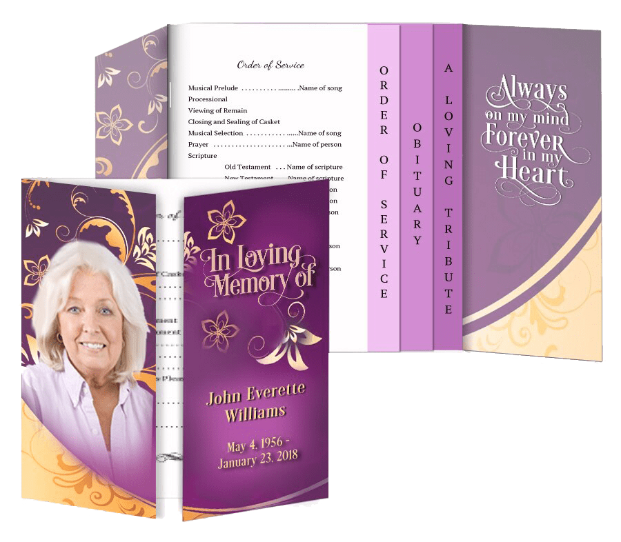 Flourish Gatefold - Graduated Combo Funeral Program Design & Print (Pack of 50) - The Funeral Program Site