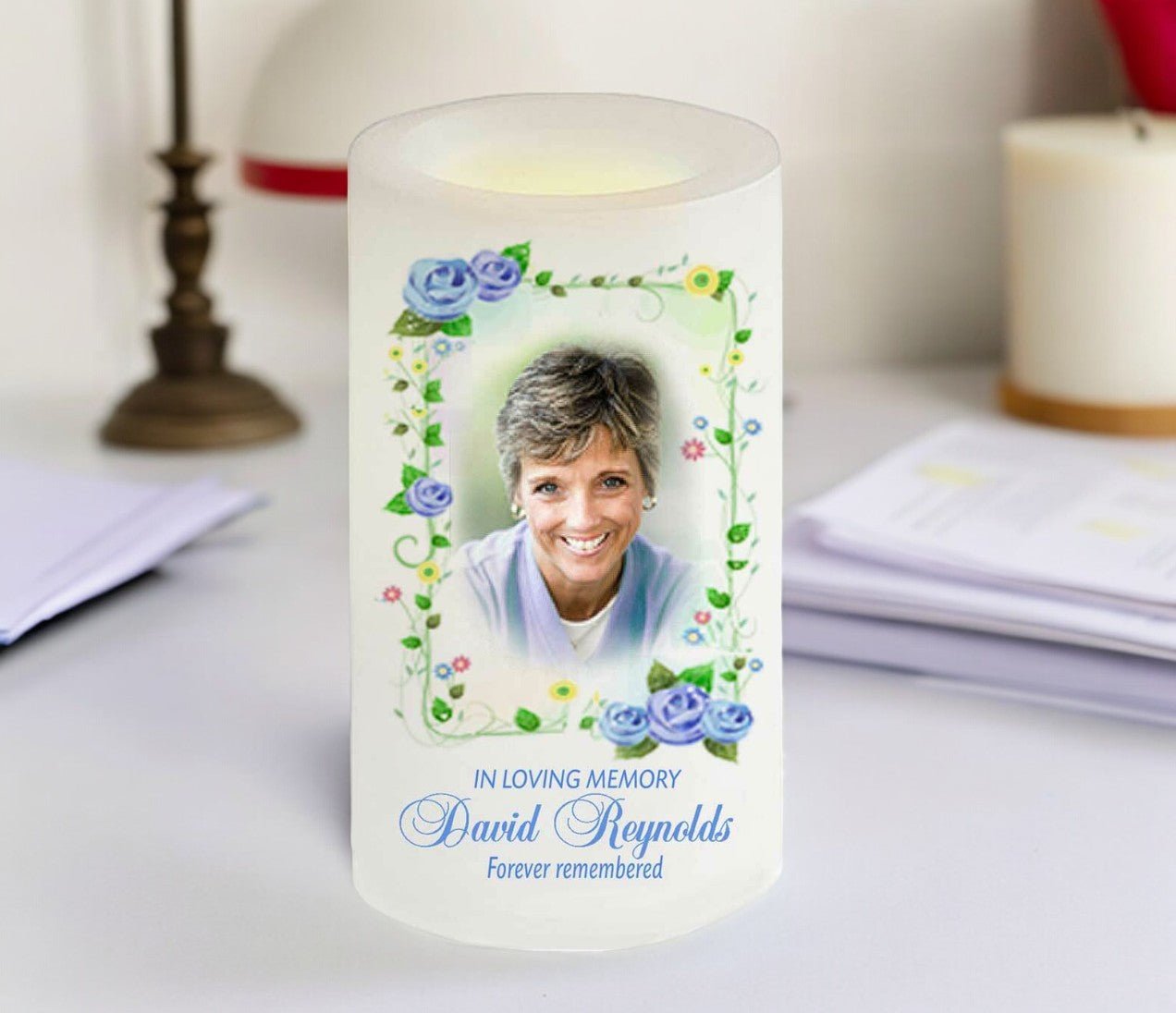 Flourish Personalized Flameless LED Memorial Candle - The Funeral Program Site