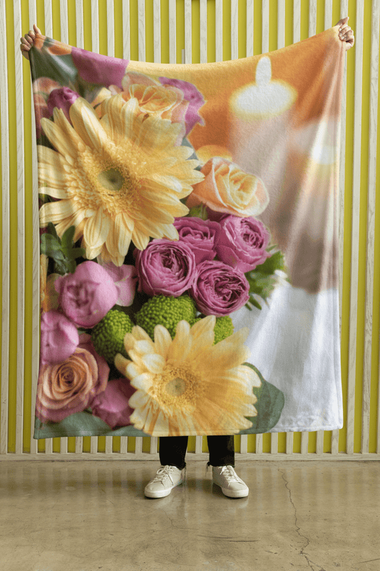 Flowers Memorial Blanket Sherpa Throw - The Funeral Program Site