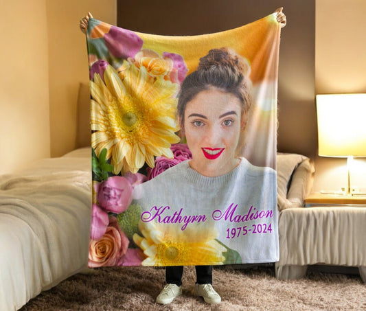 Flowers Memorial Blanket Sherpa Throw - The Funeral Program Site