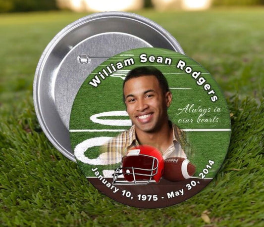 Football Memorial Button Pin (Pack of 10)