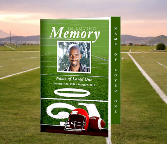 Football 4-Sided Graduated Funeral Program Template