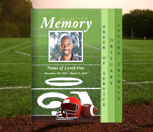 Football 8-Sided Graduated Funeral Program Template