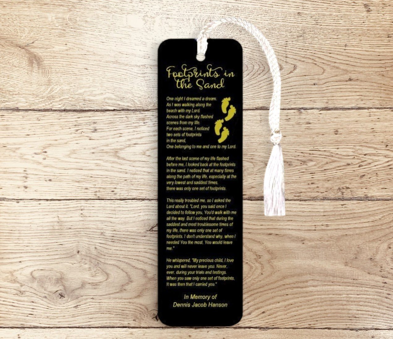 Footprints In The Sand Leatherette Memorial Scripture Bookmark - The Funeral Program Site