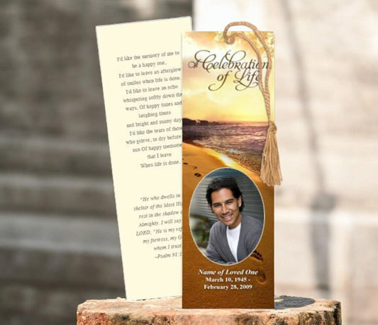 Footprints Memorial Bookmark Template - The Funeral Program Site