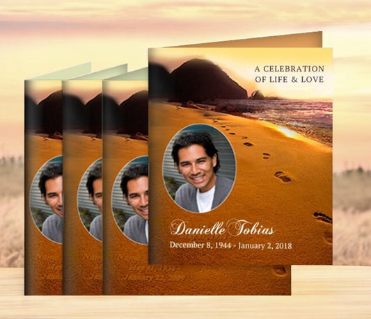 Footprints Memorial Cards Done For You Design & Print Service (Pack of 50) - The Funeral Program Site