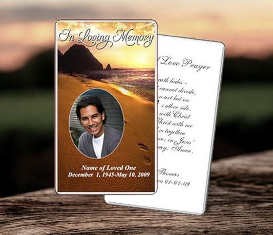 Footprints Prayer Card Template - The Funeral Program Site