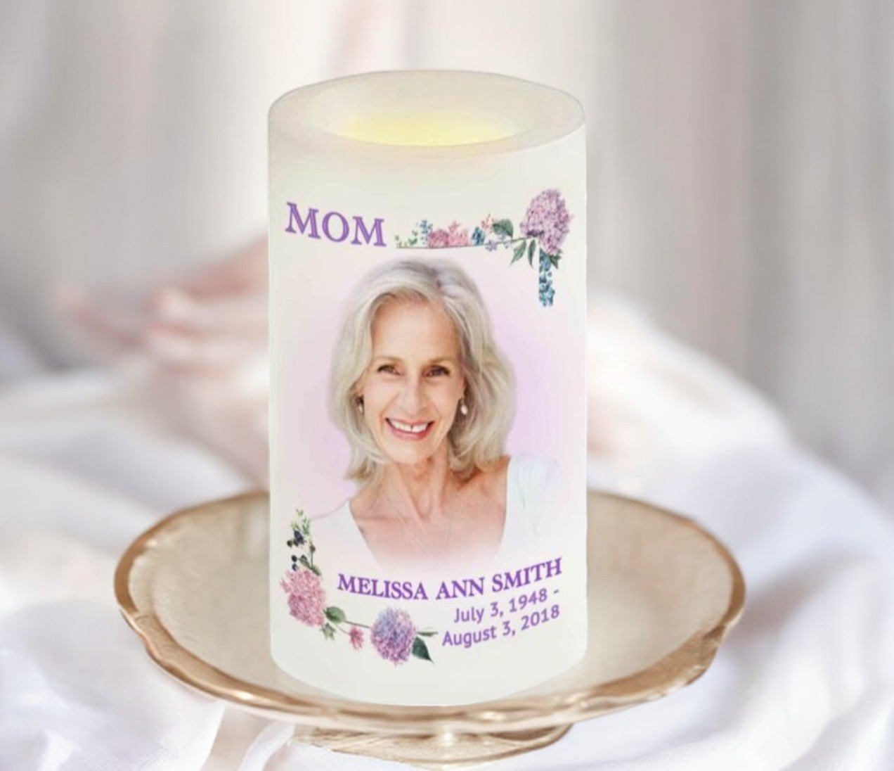 For Her LED Flameless Personalized Memorial Candle - The Funeral Program Site