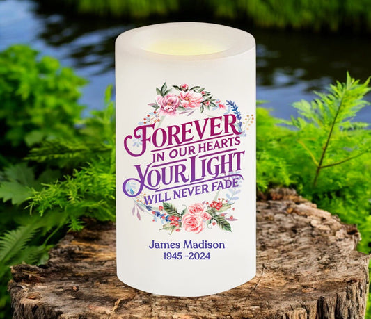 Forever Personalized Flameless LED Memorial Candle - The Funeral Program Site