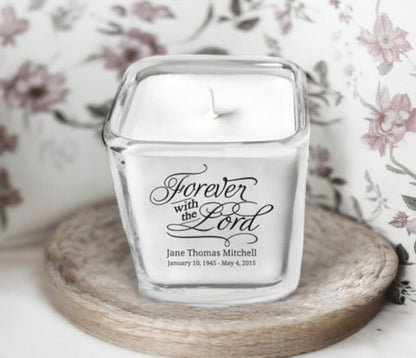 Forever With Lord Glass Cube Memorial Candle - The Funeral Program Site