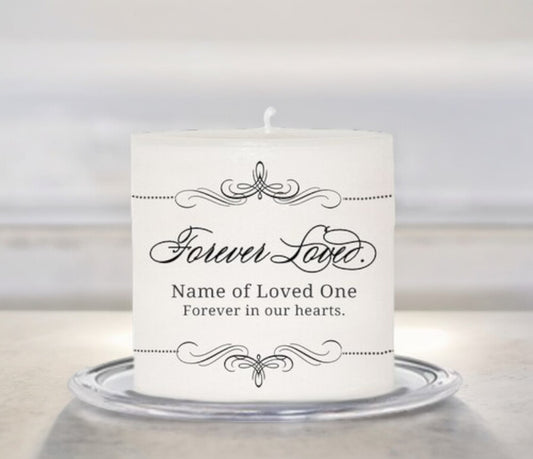 Arabasque Personalized Small Wax Memorial Candle