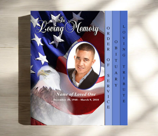 Freedom 8 - Sided Graduated Funeral Program Template - The Funeral Program Site