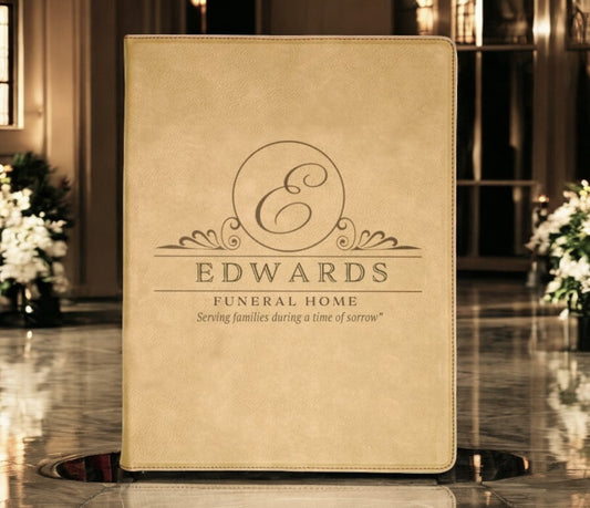 Personalized Funeral Home Leather Suede Portfolio With Notepad