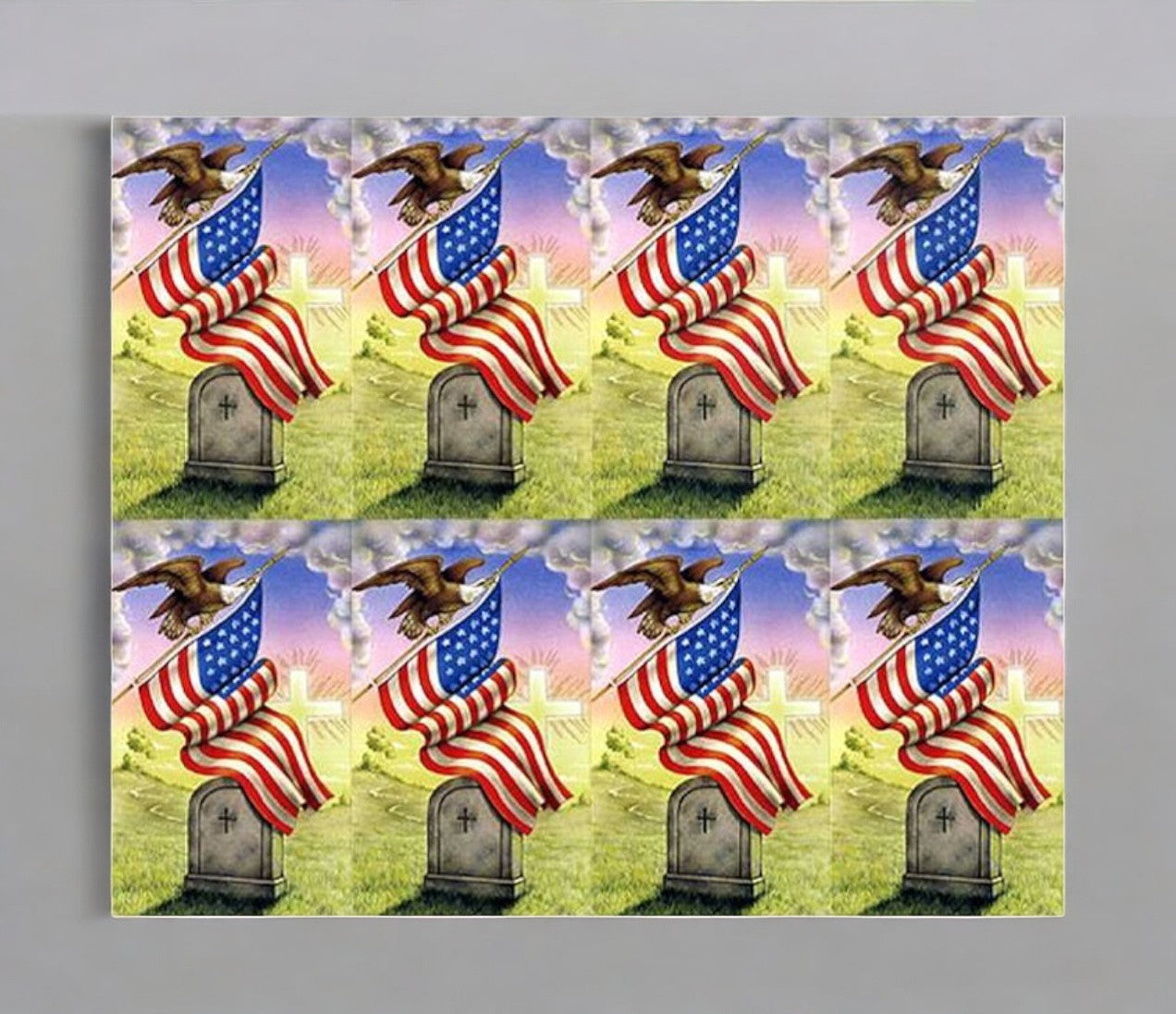 American Flag With Eagle Funeral Prayer Card Paper (Pack of 24)