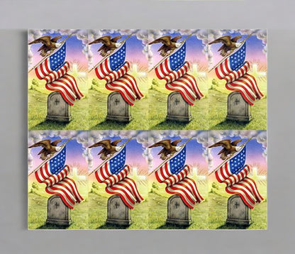 American Flag With Eagle Funeral Prayer Card Paper (Pack of 24)