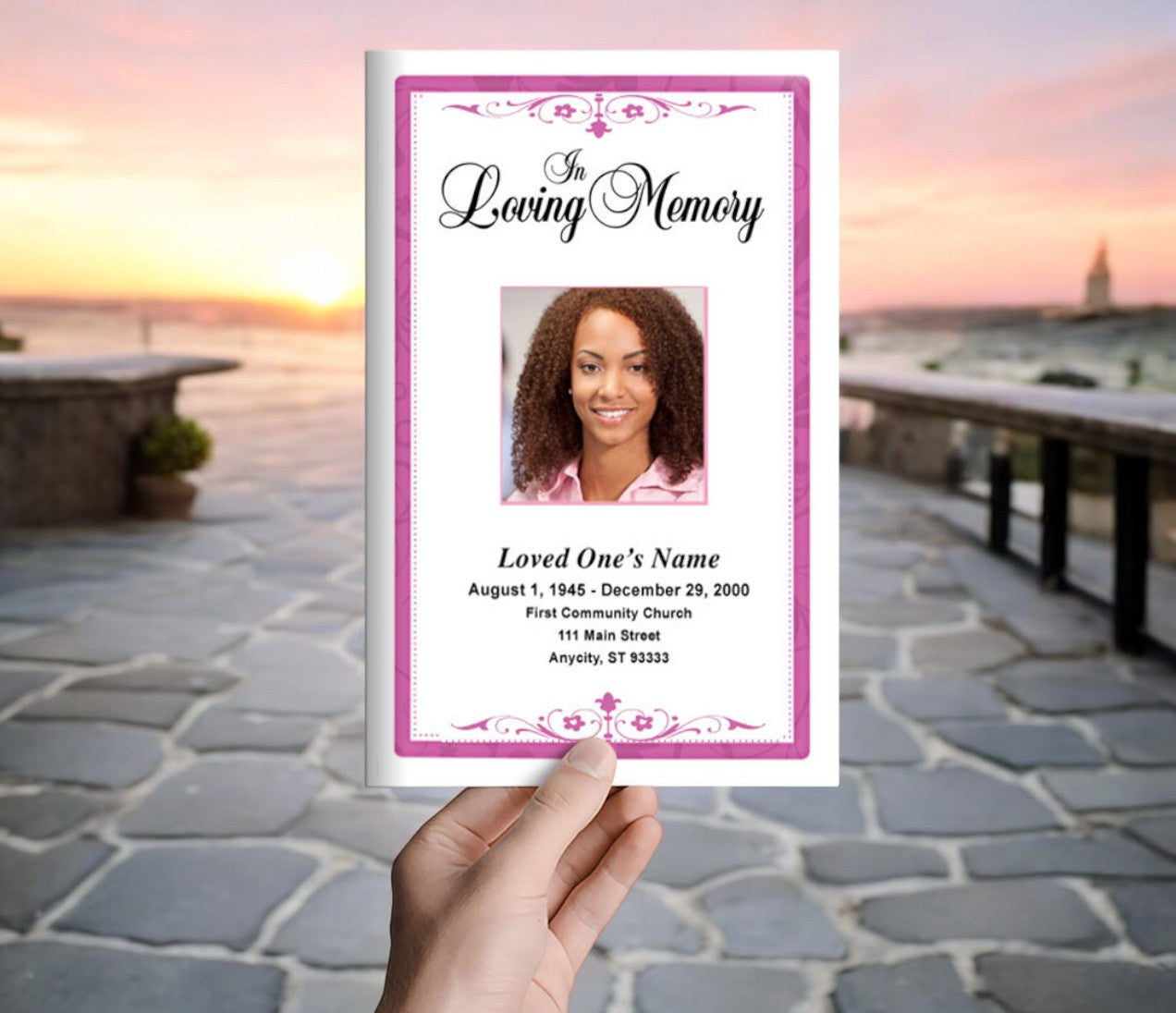 Fuschia Funeral Program Template