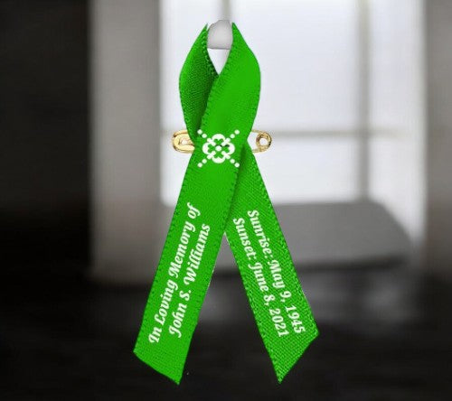 Gallbladder Cancer Ribbon Personalized (Kelly Green) - Pack of 10