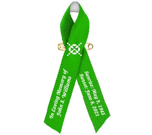 Gallbladder Cancer Ribbon Personalized (Kelly Green) - Pack of 10