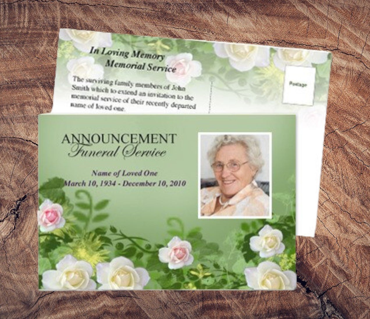 Garden Funeral Announcement Postcard Template - The Funeral Program Site