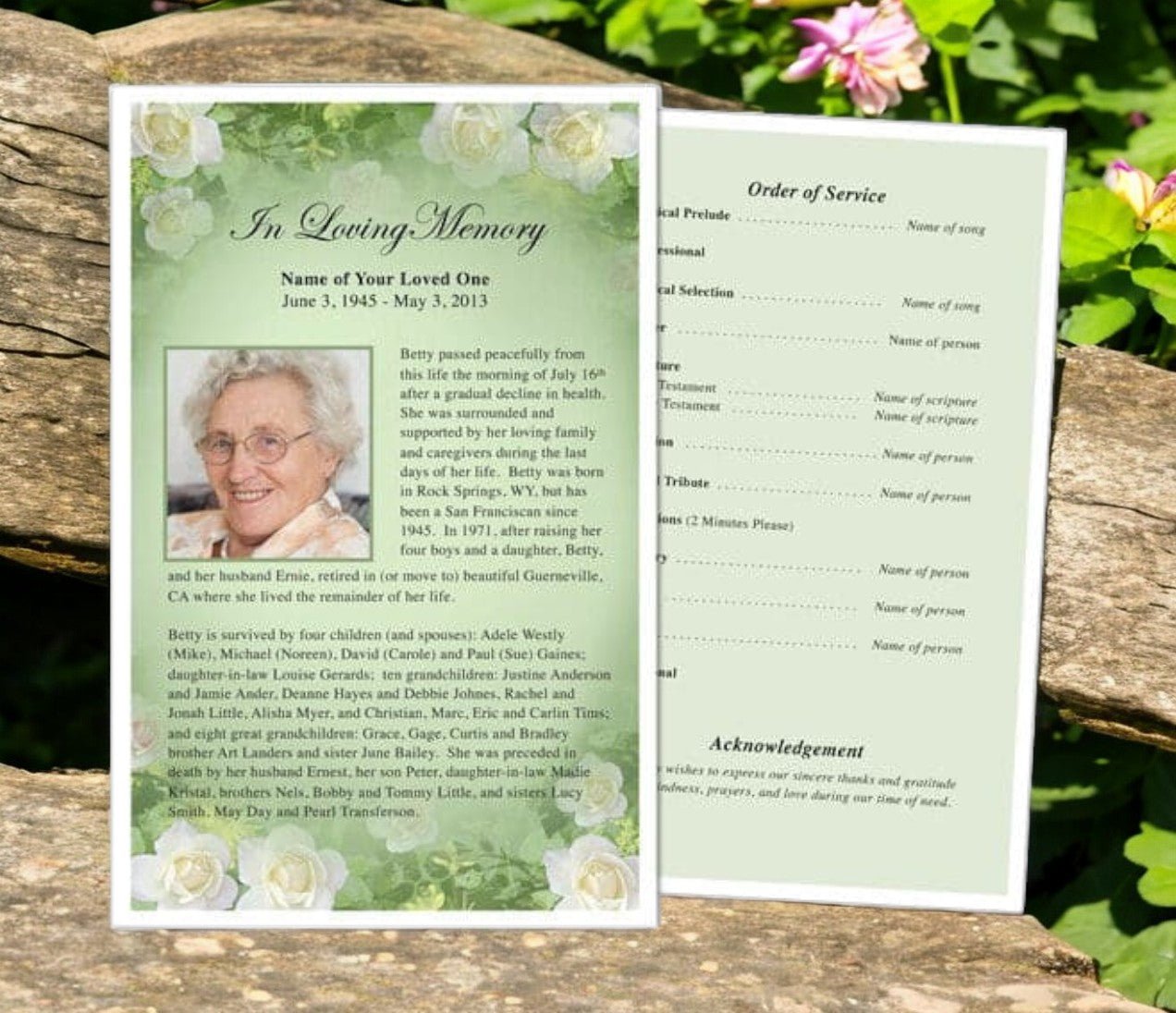 Garden Funeral Flyer Template - The Funeral Program Site