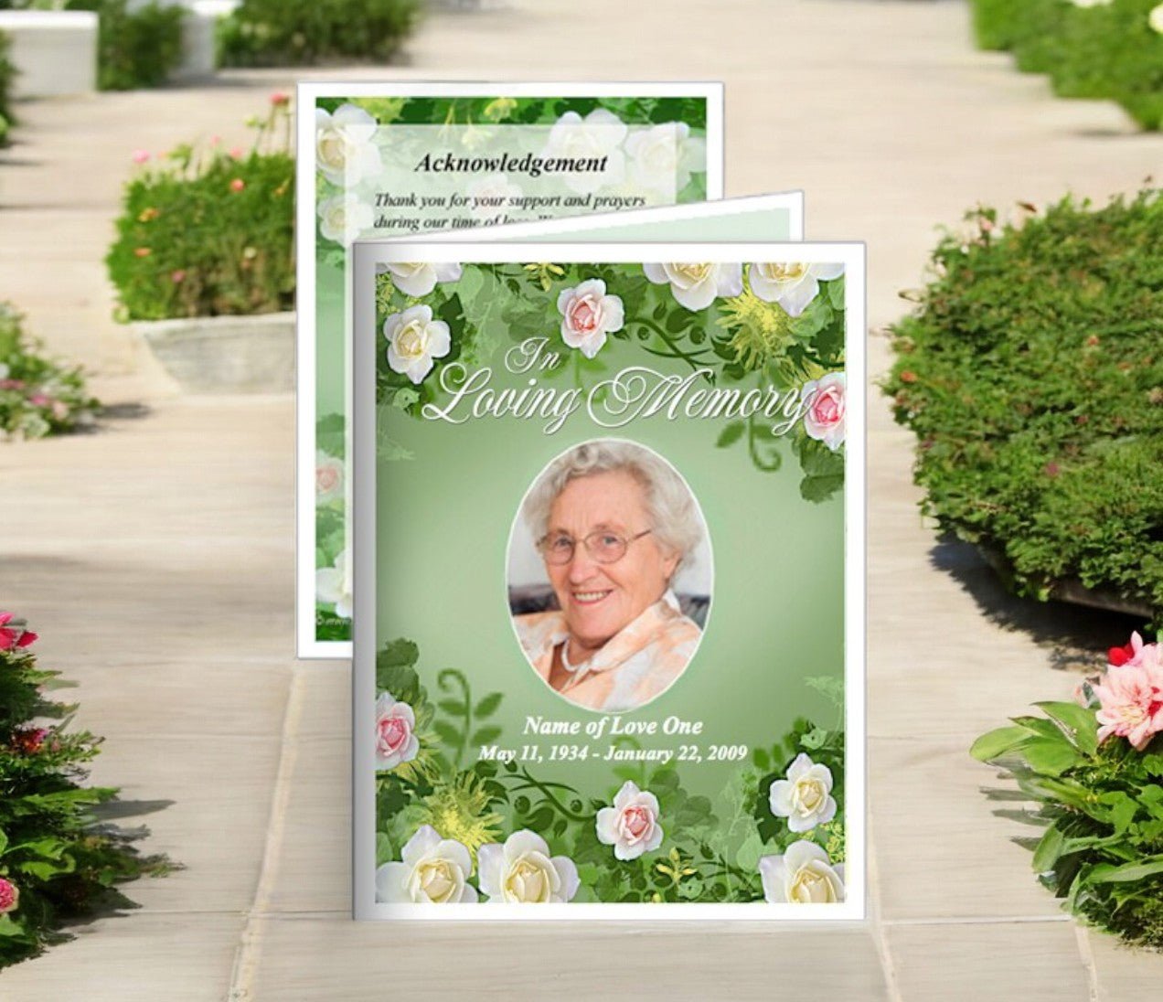 Garden Small Memorial Card Template - The Funeral Program Site