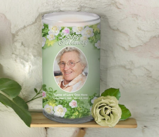 Garden Personalized Glass Memorial Candle